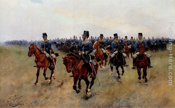 Mounted Cavalry painting - Jose Cusachs y Cusachs Mounted Cavalry art painting